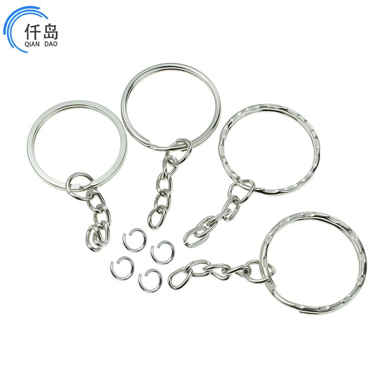 Keychain with Chain 25mm Light Ring, Flat Ring, Decorative Ring with Chain, Keychain Twist Chain, Flat Chain, Keychain Wholesale