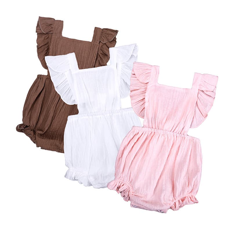 Baby Romper Bodysuit Ins European American Style Backless Ruffle Sleeveless Jumpsuit for Girls