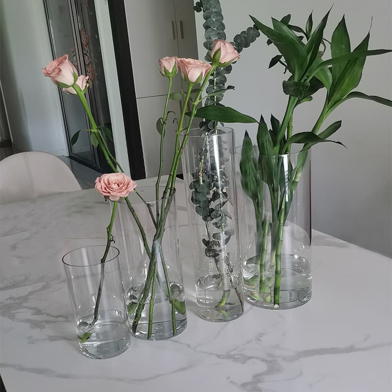 Factory Direct In Stock Round Transparent Acrylic Vase, Drop-Resistant Hydroponic Flower Arrangement, High Permeability Plastic Vase Barrel Ornaments
