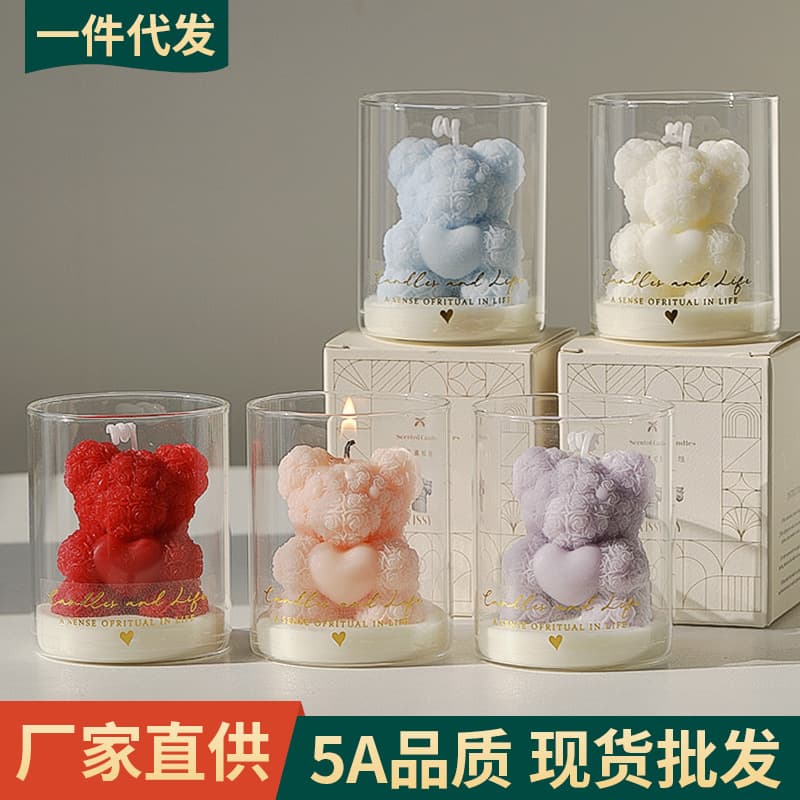 Bear Cup Candle Cross-border Fragrance Wedding Favor Gift Valentine's Day Creative Handmade Decoration Aromatherapy Candle Custom
