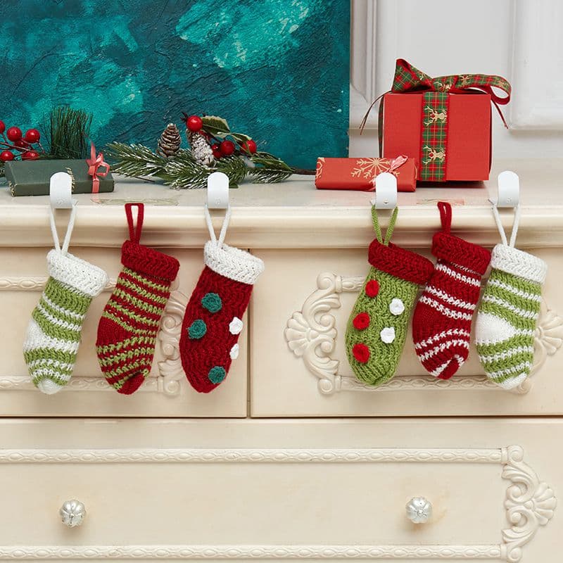 Cross-border wool knitted Christmas decorative socks Christmas tree color matching pendants Christmas decoration Christmas pendants 6 pack