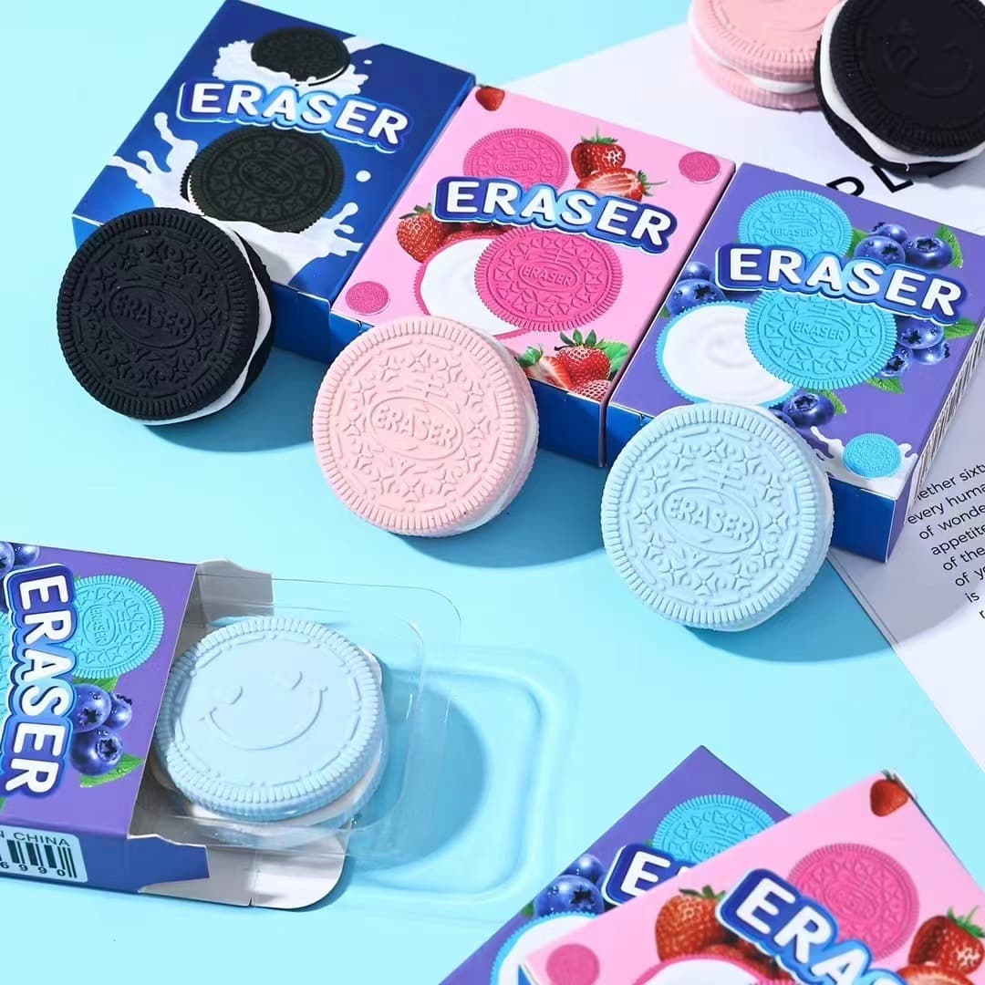 Cross-border stationery biscuit simulation eraser student food toy biscuit shaped eraser high-looking fun pencil eraser