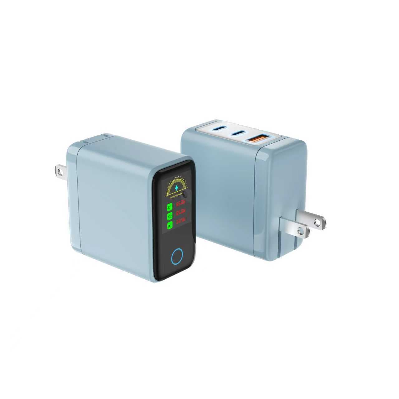 Display Charger PD 67W GaN Smart Display Multi-Port Fast Charger Laptop Power Adapter Phone Charger PD Fast Charging