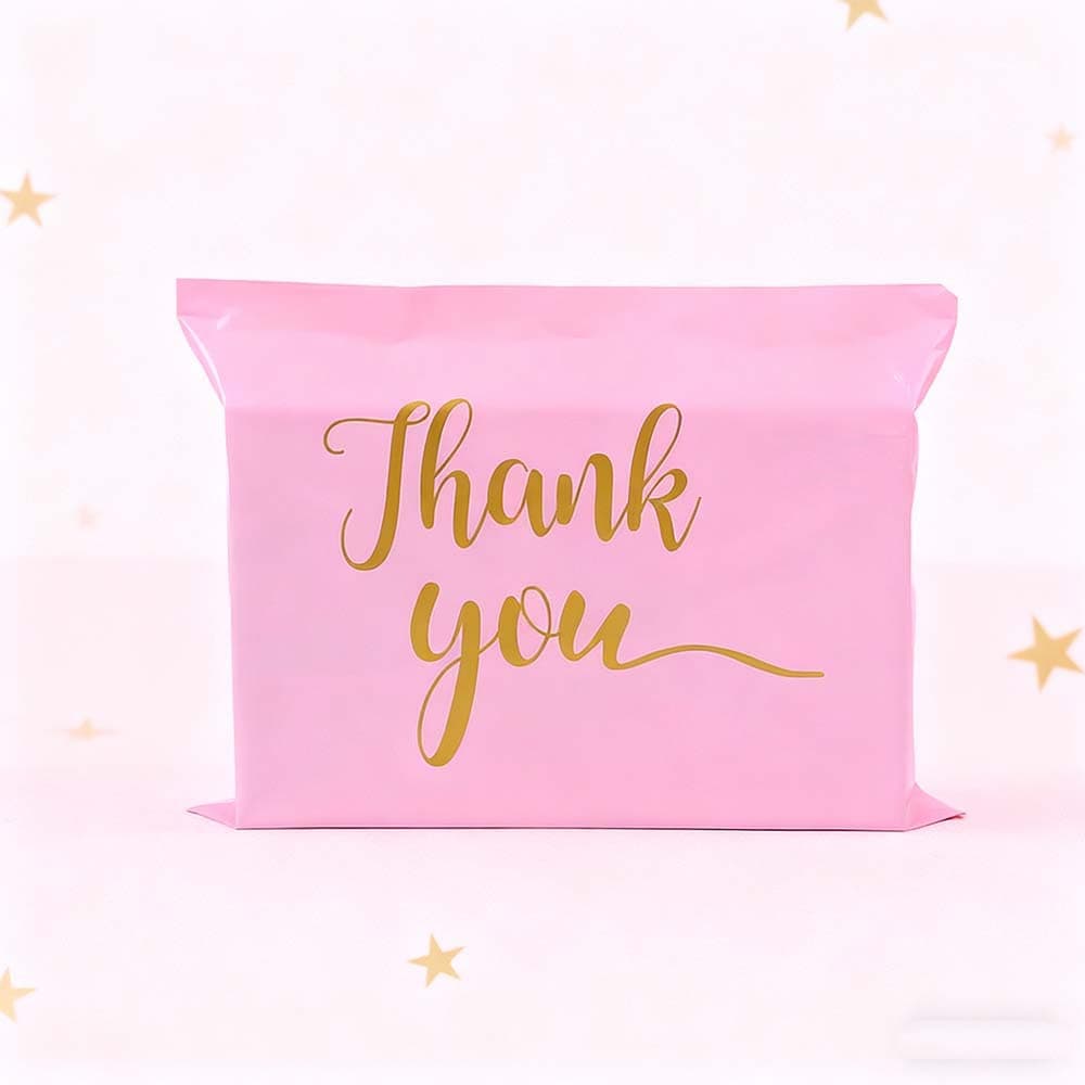 Factory direct sales Thank You pink 12 silk express bag English printing airplane box packaging clothing packaging bag