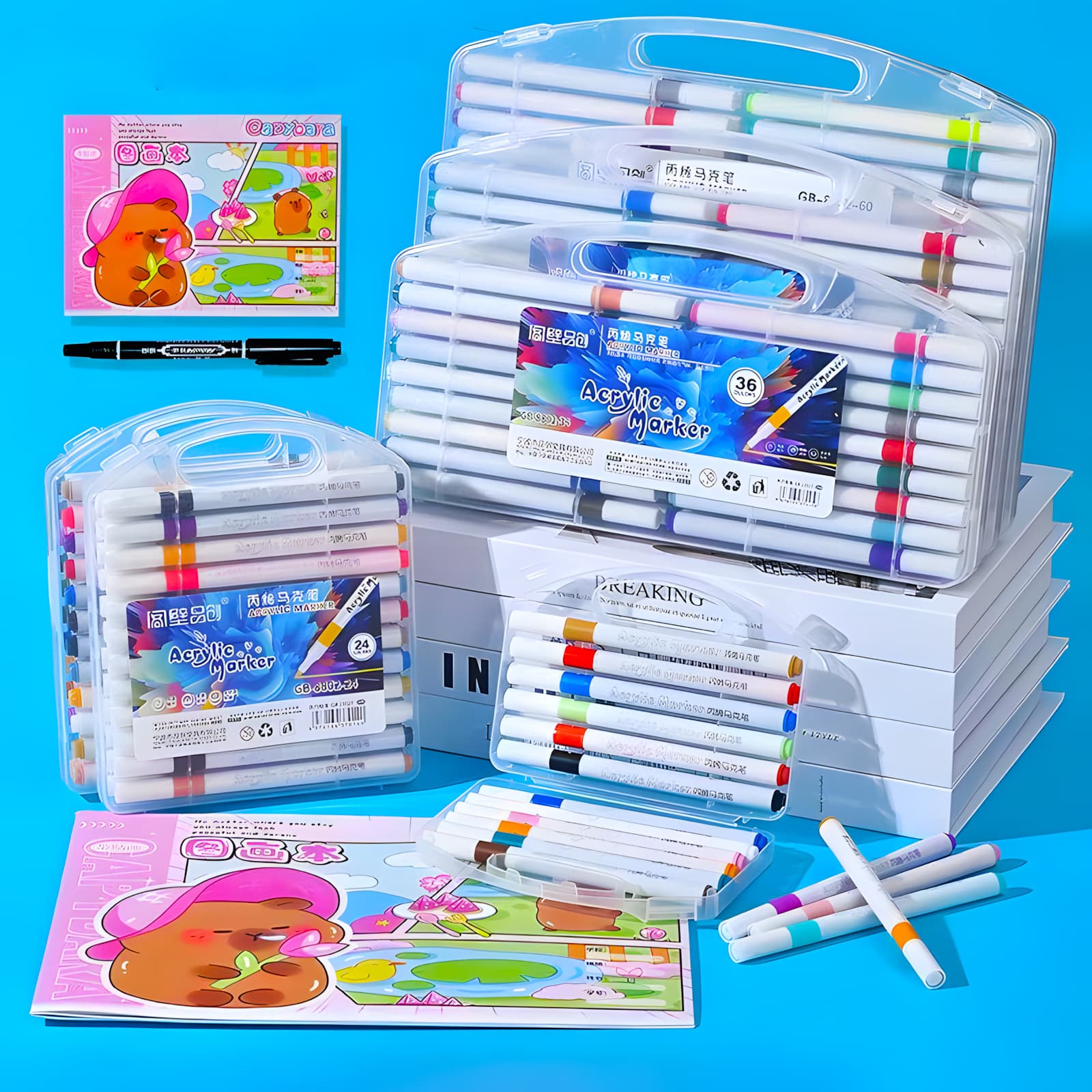 Acrylic Marker Pens, Blendable Colors, Watercolor Pens for Student Anime Art Drawing Supplies, Non-Bleeding Art Painting