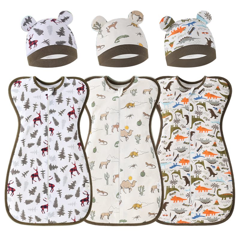 Outer Membrane European and American Newborn Anti-Startle Swaddle Baby Arms-Up Sleep Sack Infant Hands-Up Swaddle Wrap Pajamas