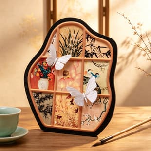 Vintage Style Desktop Decorative Painting Persimmon Swallow Ornament Wishing You All the Best Chinese Style Decorative Art