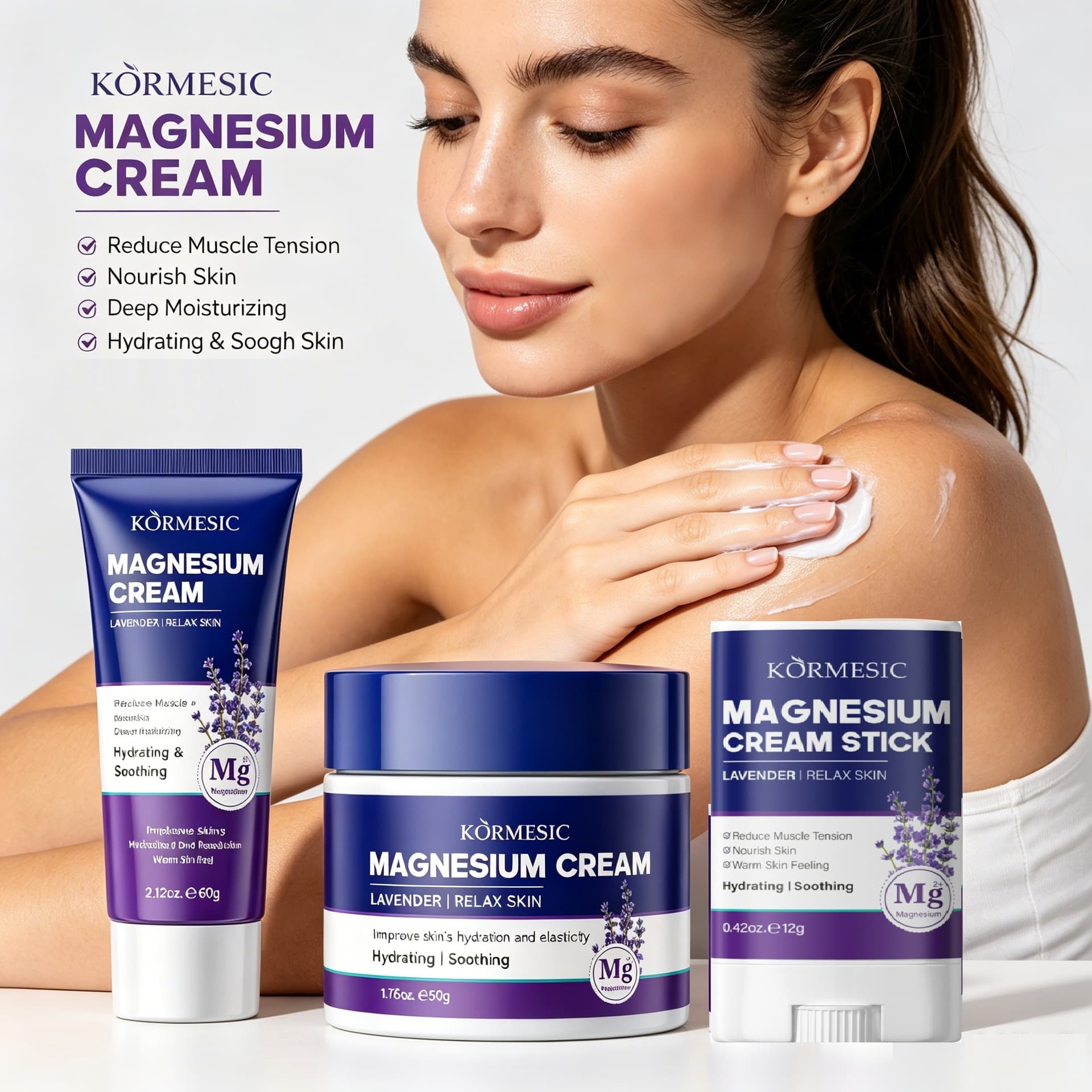 KORMESIC Cross-border All-English Muscle Moisturizing Magnesium Cream Series Magnesium Cream Export Manufacturer Wholesale