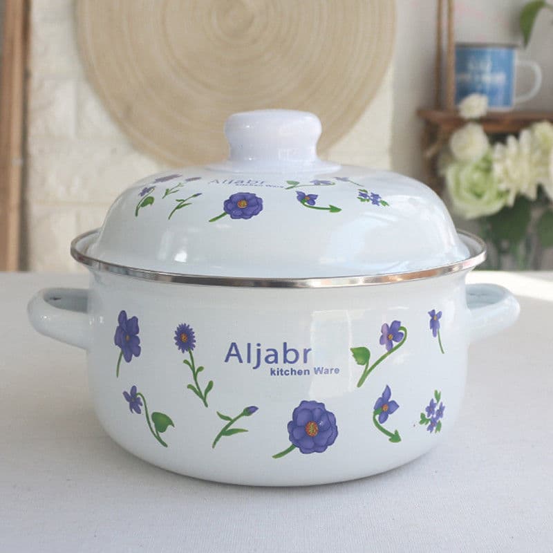 Thickened Enamel Pot 16/18/20cm Enamel Steamer Pot, Instant Noodle Pot, Cooking Pot, Soup Pot, Double Ear Pot, Wholesale