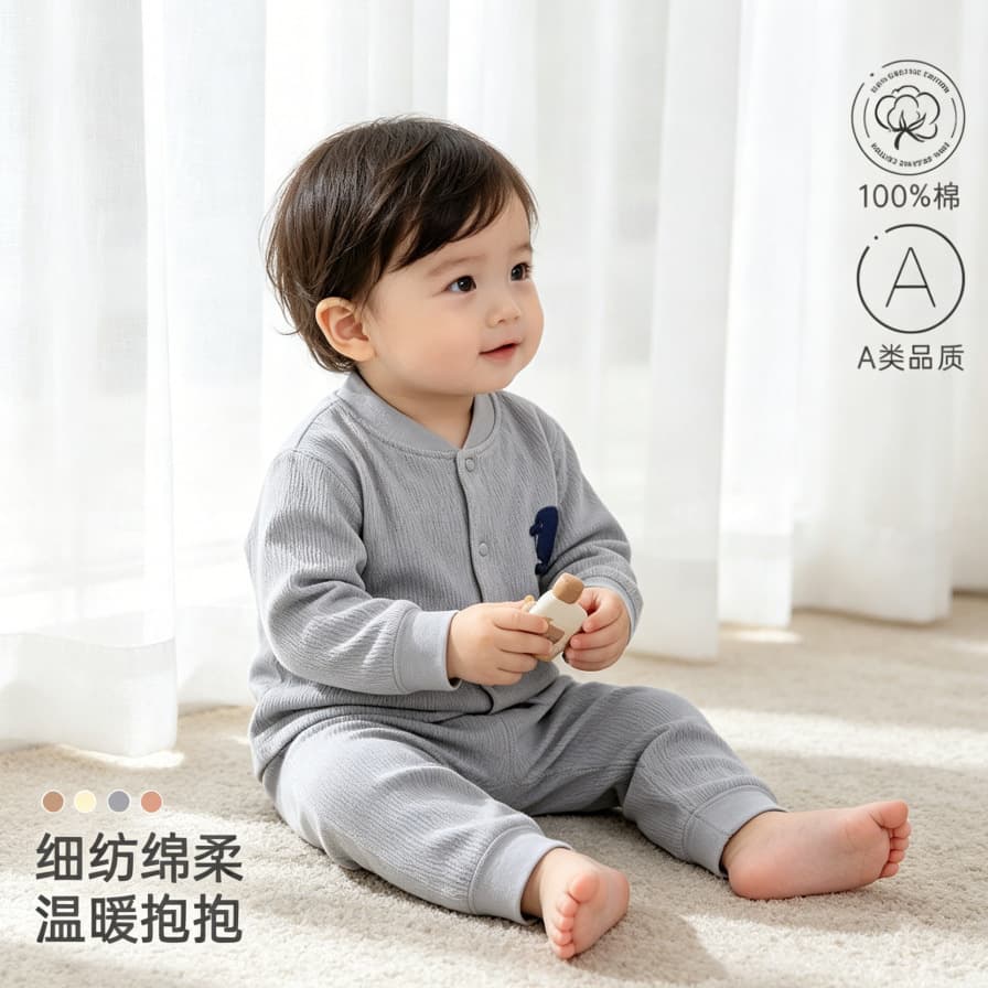 Baby Autumn Clothes Baby Pure Cotton Category A Folio Split Suit Close-fitting Bottoming Underwear Home Clothes Outing Clothes