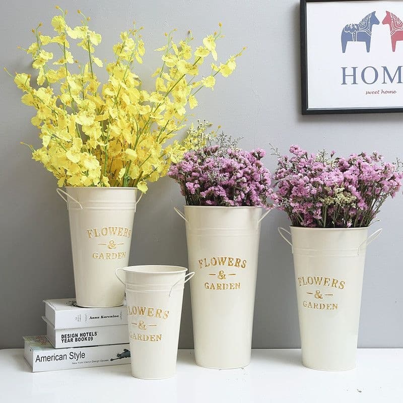 American iron flower bucket flower bucket flower shop creative flower arrangement bucket living room dry flower fake flower decoration bucket home wake-up flower HB