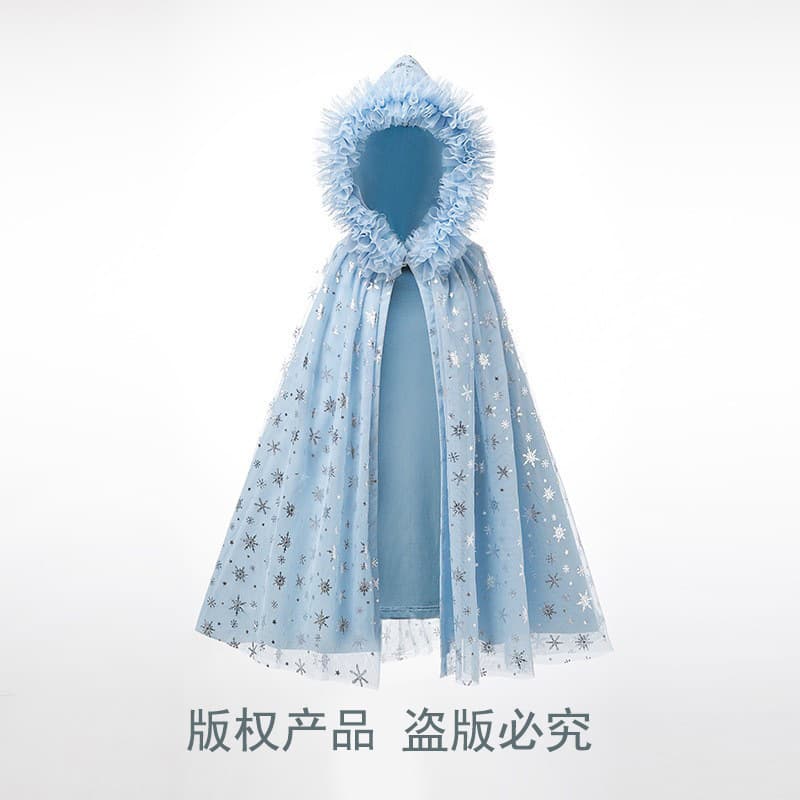 Girls Autumn/Winter Princess Frozen Elsa Jacket Windproof Mantle Soft Treatment Nylon Fabric One-Piece Button Polyester Lining