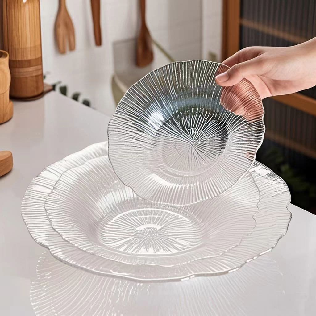 Lotus Fruit Plate Glass Bowl, High-Gloss Lotus Bowl for Home Fruit, Dessert, Snack Plate, Elegant Decorative Piece