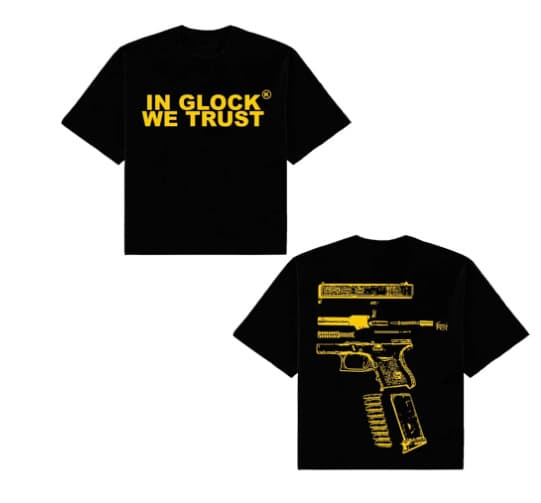 Cross Border T Shirt Mens Harajuku Hip Hop in Glock We Trust Graphi