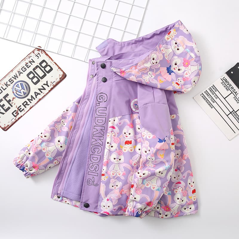 2023 New Girls' Windbreaker, Children's Spring/Autumn/Winter Fleece-Lined Detachable 3-in-1 Jacket for Older Kids