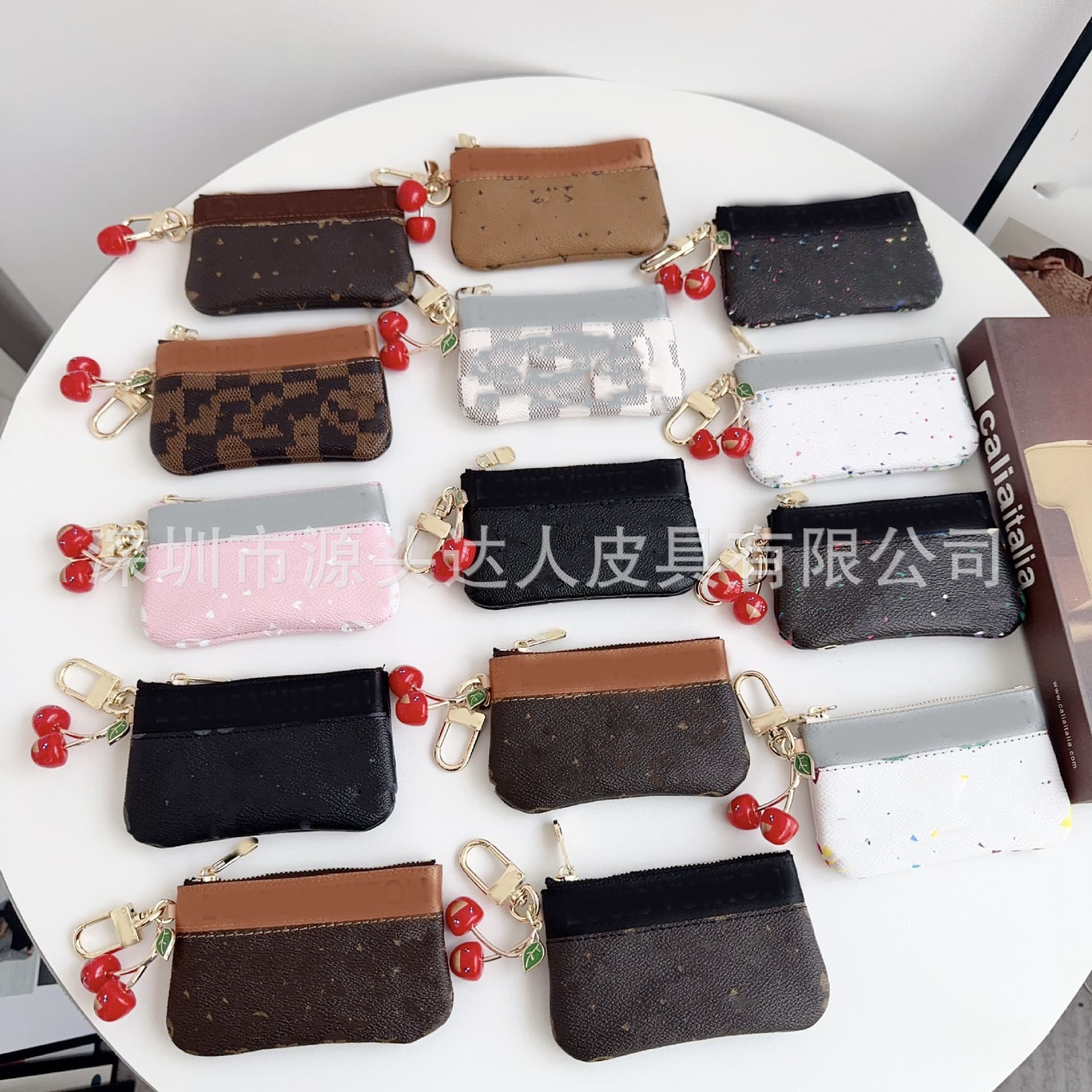 Donkey brand new original leather coin purse card holder pendant, luxury export brand keychain, donkey brand letter coin purse