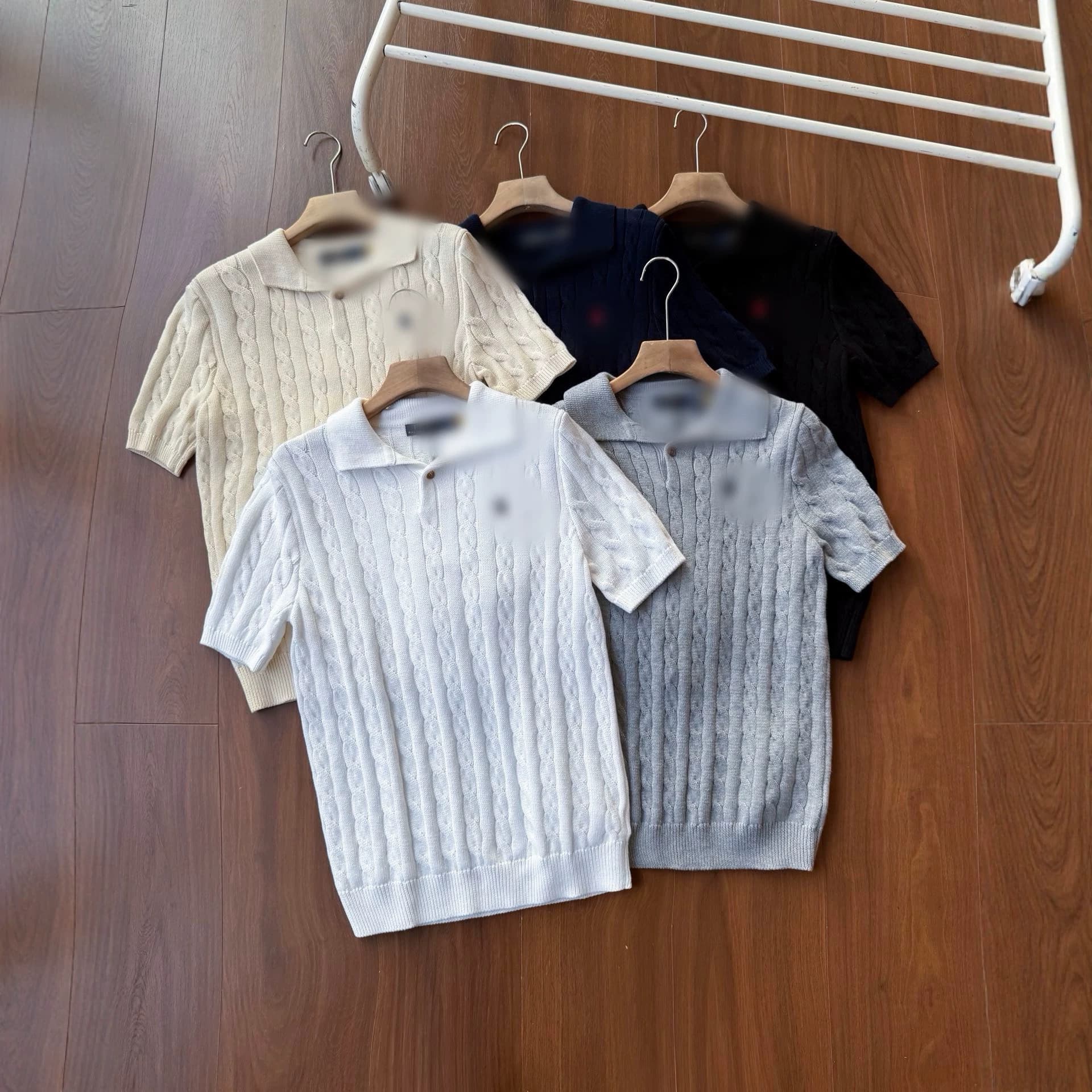 Cross-border five-color old money style Raff RL pony embroidered logo cable knit lapel short-sleeved men's and women's polo shirt