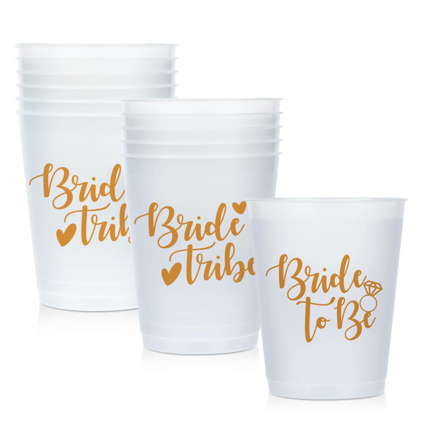Frosted Rose Gold Bachelorette Party Bride Cup Set 12oz Drinking Engagement Wedding Plastic Wine Glass Portable