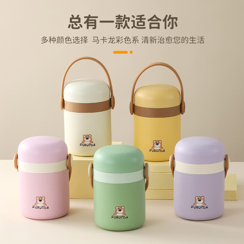 304 Stainless Steel Portable Double-Layer Vacuum Anti-Spill Lunch Box for Students and Adults, Thermal Cooker Gift Set for Office Use