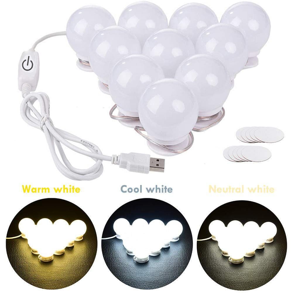 Cross-border LED Mirror Light, No-drill Mirror Fill Light with Rotating Cord, Vanity Table Suction Mirror Bulb