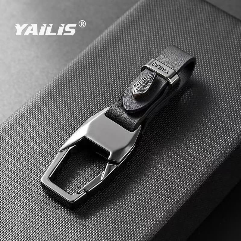 Metal Leather Keychain for Men Premium Car Key Holder Multifunctional Anti-Loss Belt Clip Loop Leather Pendant