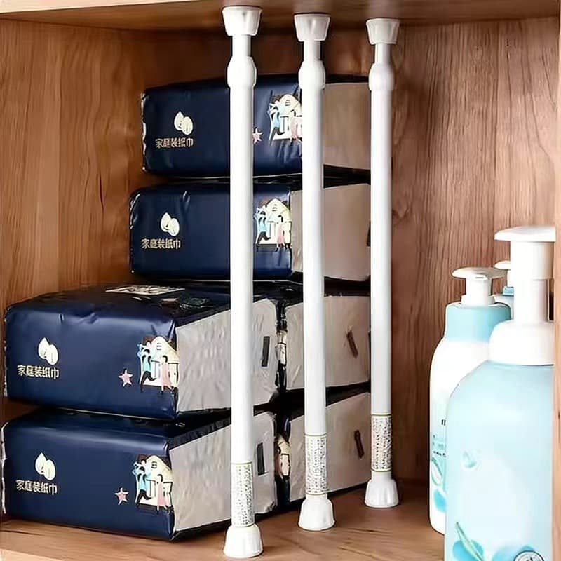 Hole-free curtain rod telescopic rod door curtain rod clothes hanging rod wardrobe storage rod cabinet telescopic support rod