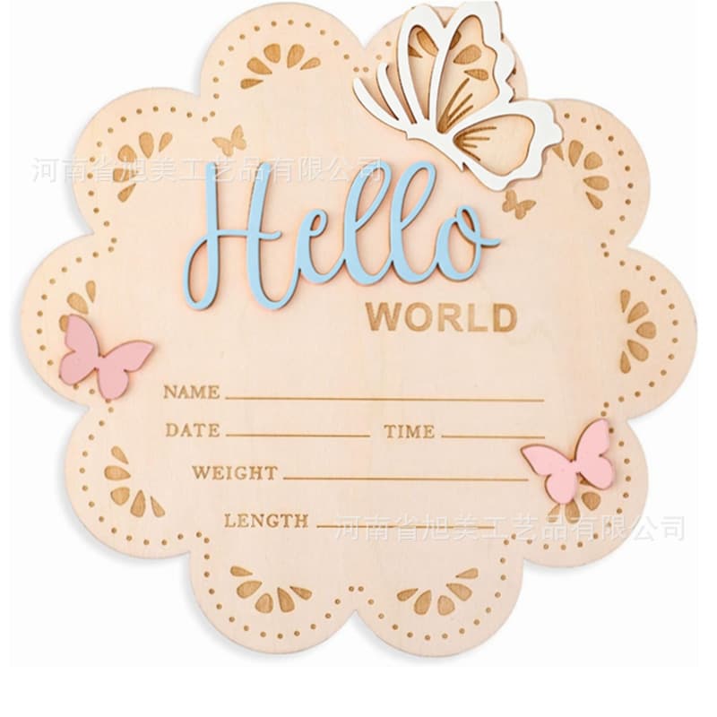 Cross-border Hot-selling Newborn Milestone Wooden Sign Wooden Ornament Baby Birth Announcement Board Welcome Sign