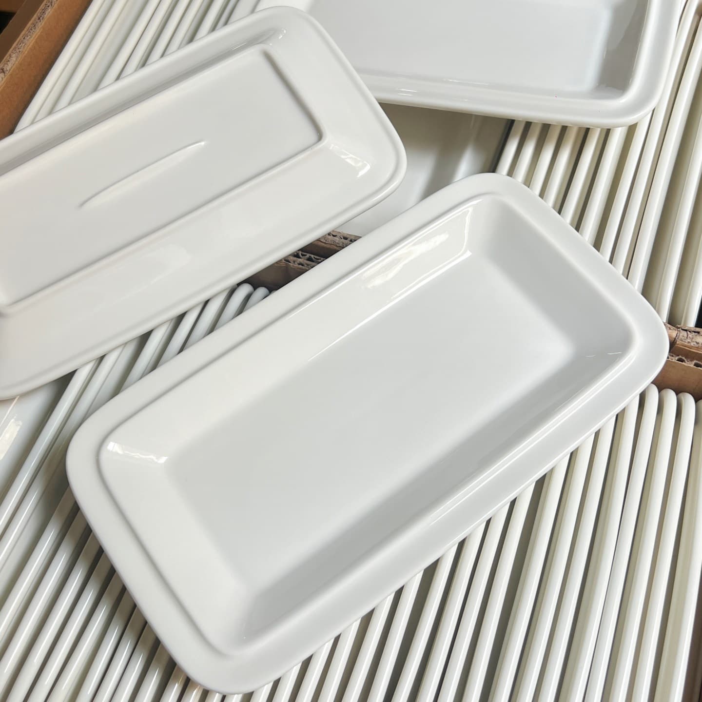Dehua White Porcelain Ins Rectangular Ceramic Plate Fish Plate, Home Egg Roll Plate, Fruit Plate, Cake Plate, Pasta Plate, Sushi Plate
