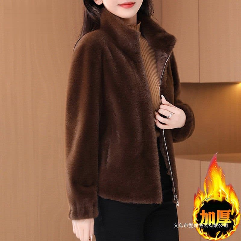 Haining Fur Coat Women 2024 New Autumn/Winter Mink Petite Short Mink Fur Leather Integrated