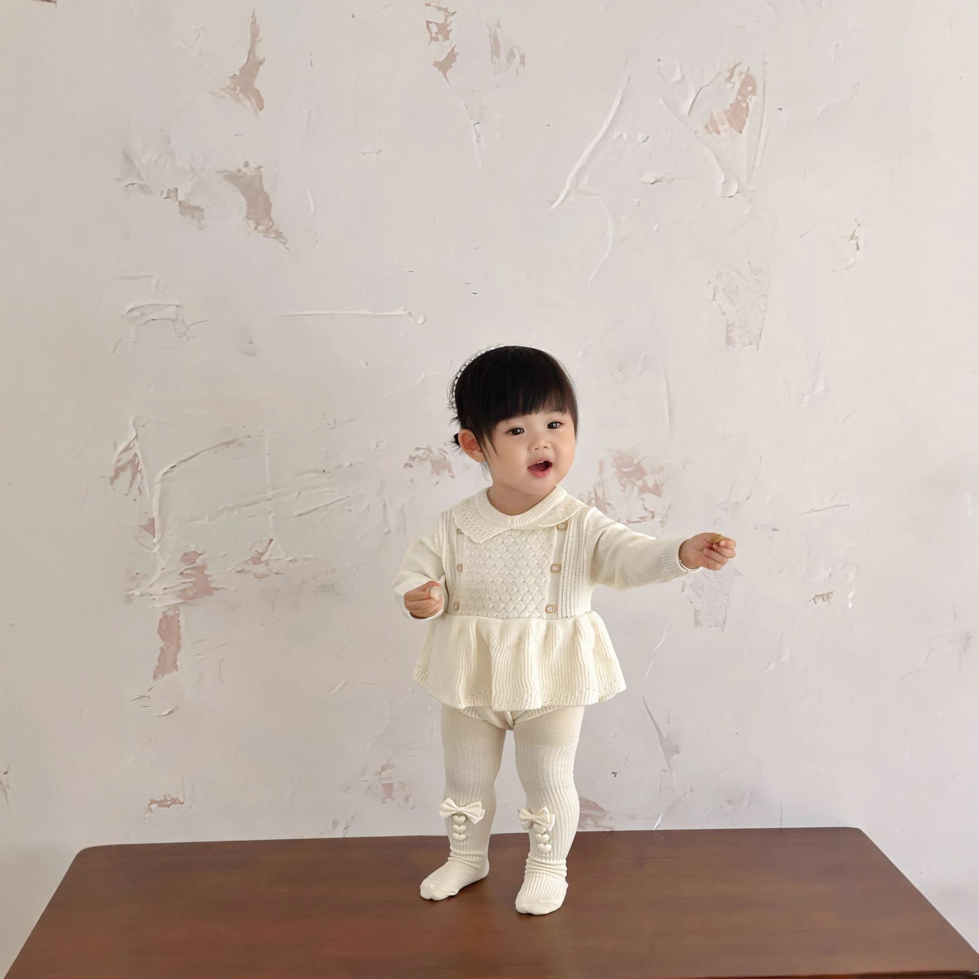 Baby Knit Dress with Ruffle Hem, Long Sleeve, Autumn/Winter Newborn Bodysuit and Romper for Girls