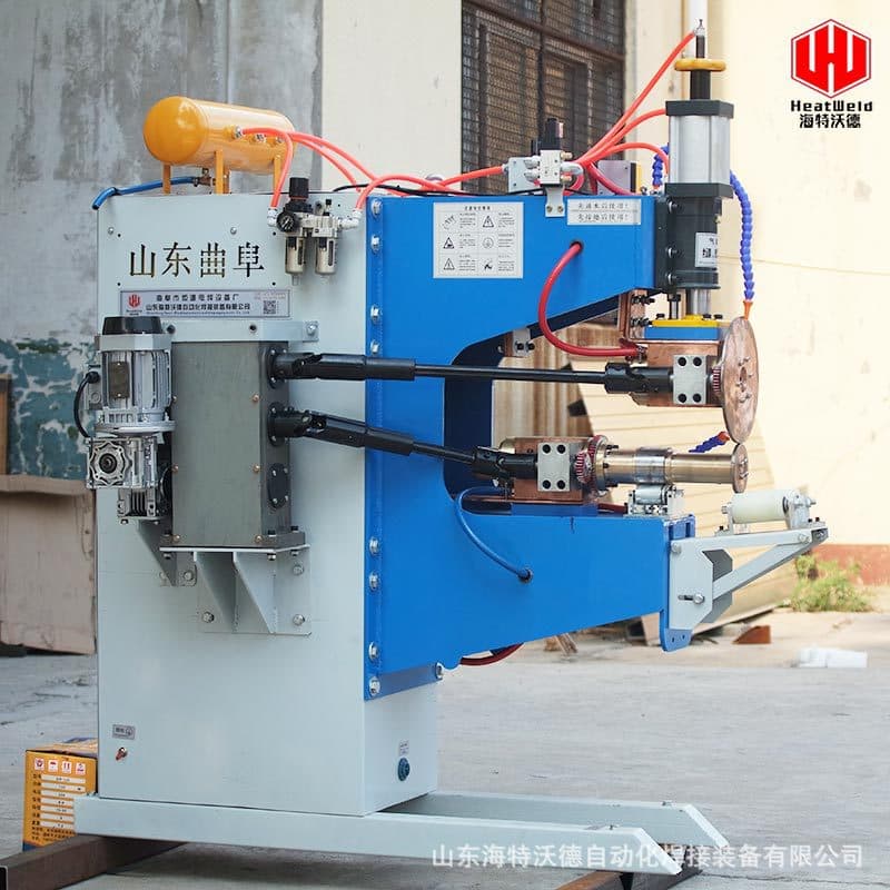 Pneumatic AC Dual-Drive Roll Welder, Custom Power Frequency Silver Tile Drum Circumferential Seam Roll Welder, Metal Sheet Roll Welding Machine
