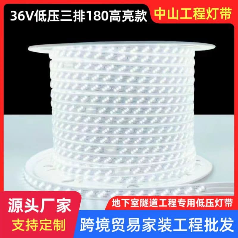 LED Strip 36V Low Voltage Encapsulated High Brightness Lens Waterproof Copper Plate Outdoor Tunnel Basement High Luminosity