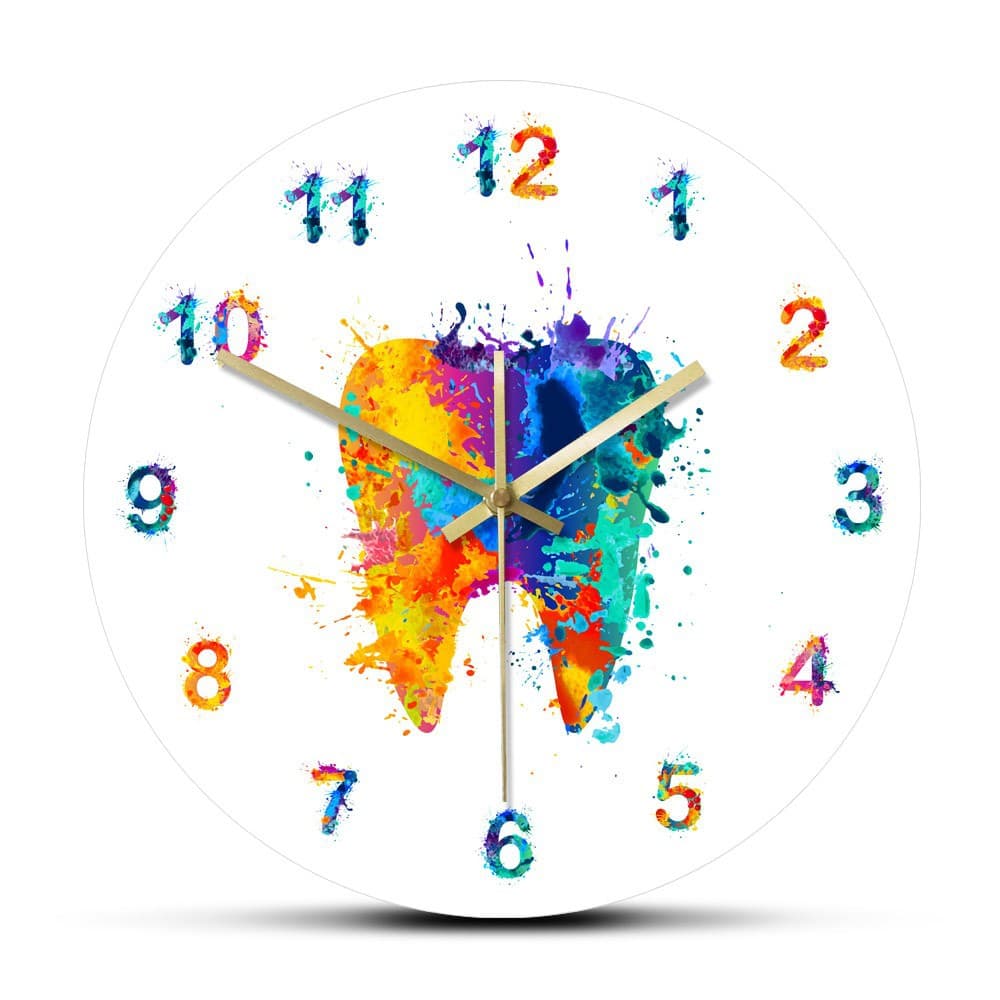 Fashionable Teeth-shaped Acrylic Wall Clock Decorative Silent Timepiece For Bedroom Living Room