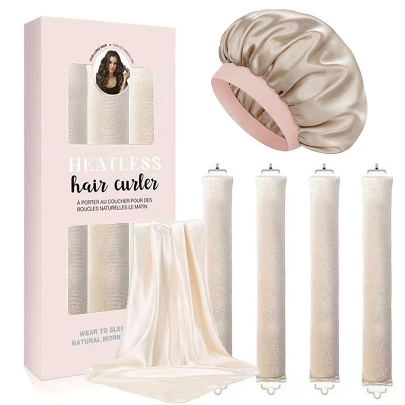 Cross-Border Heat-Free Curling Hook Rubber-Filled Curling Tool Set with Shower Cap and Towel, Hair Curling Tools for Dropshipping
