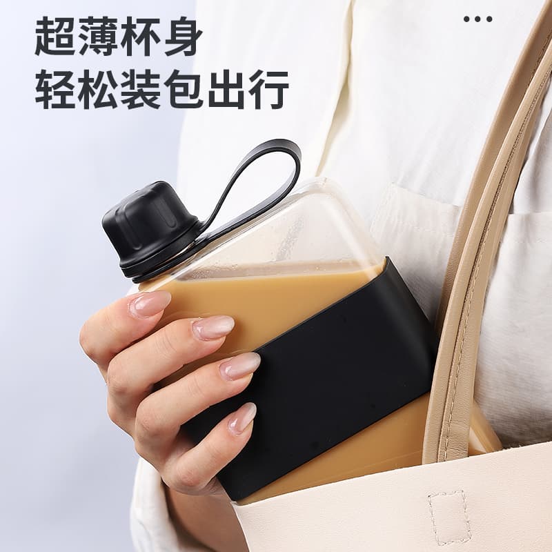 Gym Minimalist Tritan Square Water Bottle Portable Outdoor Cup Multi-Capacity Plastic Bottle with Sleeve Drop-Resistant