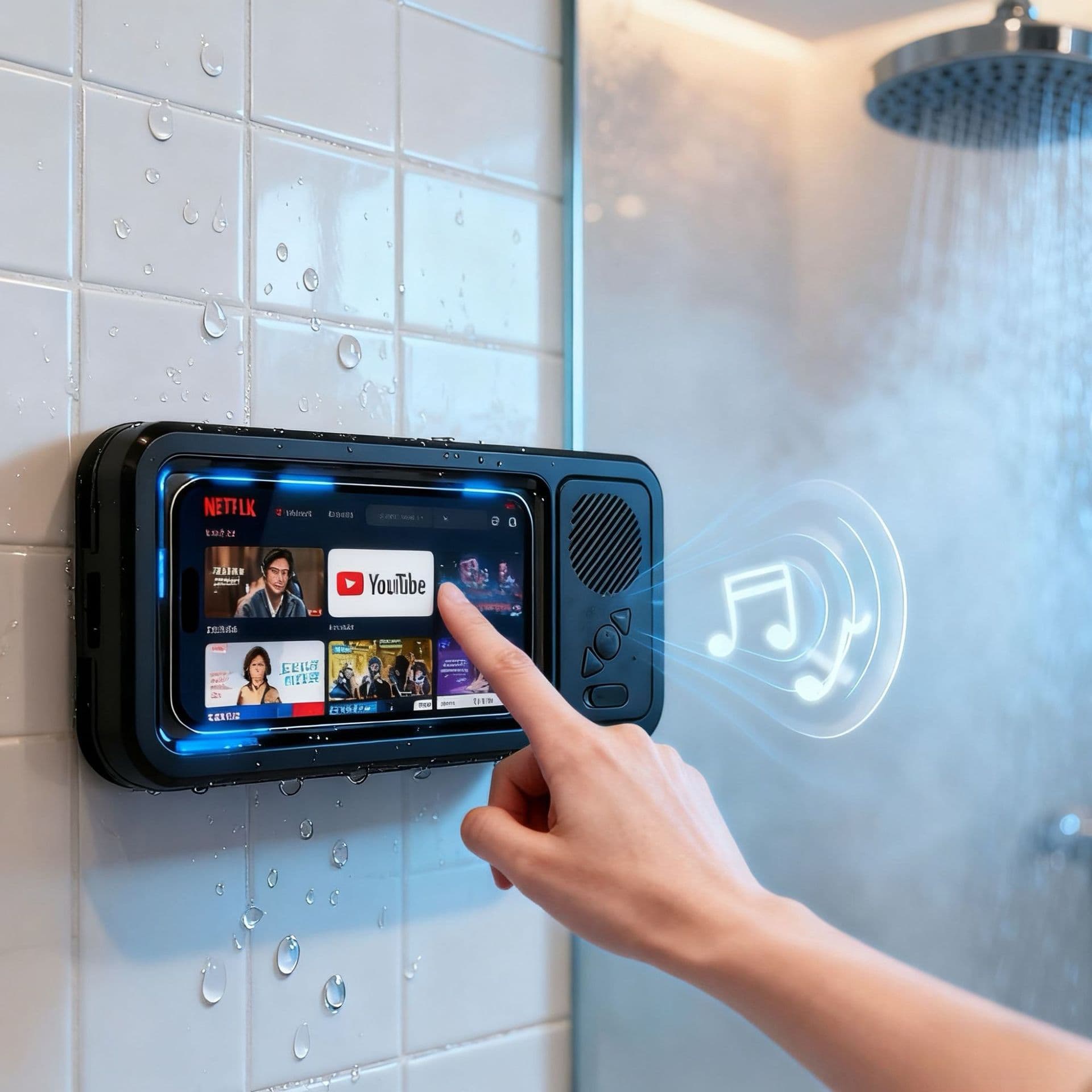 Z07 Waterproof Bathroom Phone Box Bluetooth Speaker Stand Phone Holder Touch Screen Phone Box Shower Watching TV