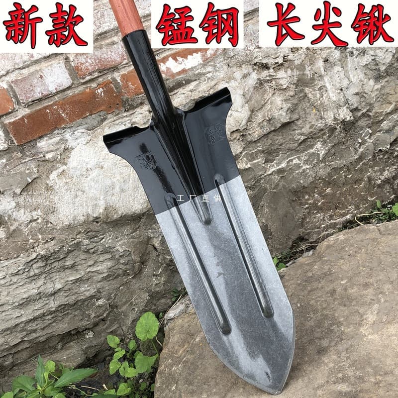 Manganese steel deep digging shovel, soil digging tool, iron shovel, tree digging shovel, scallion digging tool, ditching agricultural tool