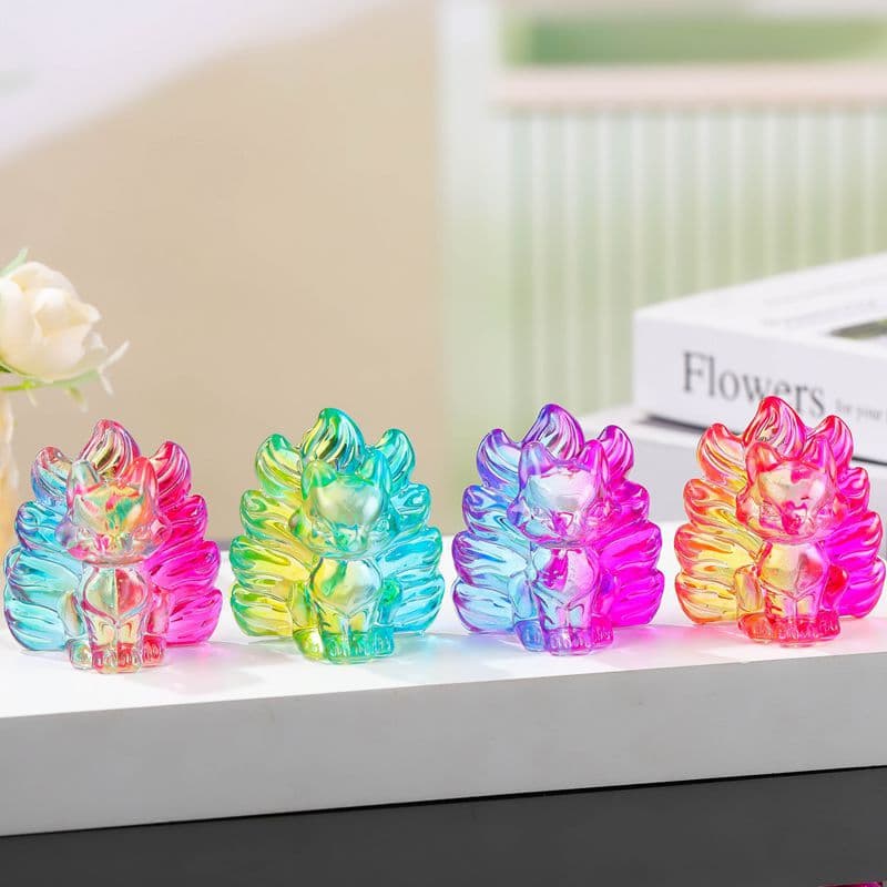 Creative Glass Nine-Tailed Fox Animal Desktop Ornaments Wealth Attraction Wholesale Cross-border Crystal Fox Gifts