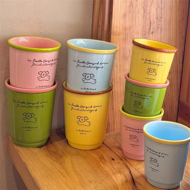 Dopamine puppy ceramic paper cup shape mug breakfast cup water cup hand holding coffee cup couple gift