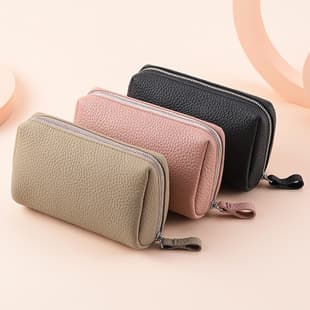 Top Grain Leather Cosmetic Bag for Women Travel Portable Toiletry Bag Multifunctional Genuine Leather Skincare & Makeup Pouch
