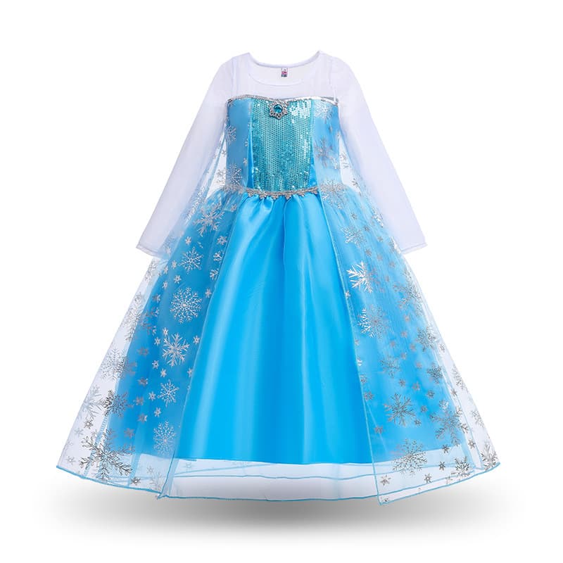 Frozen Children's Performance Costume Elsa Princess Dress Long Sleeve Dress Kids Queen Outfit Gown