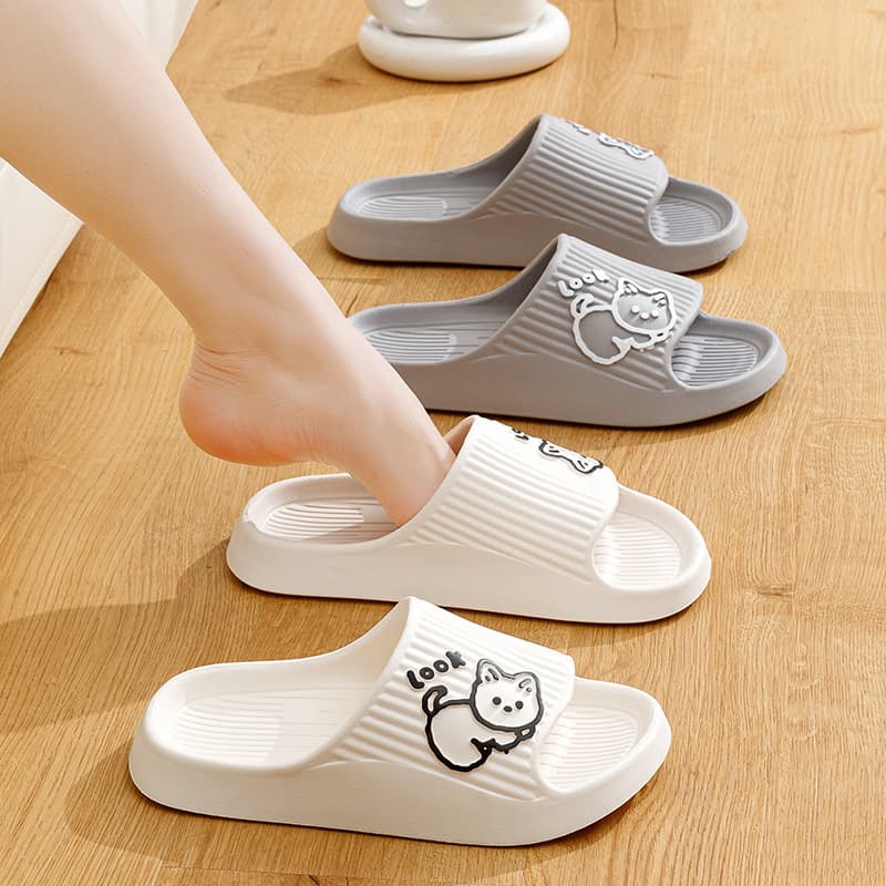 New cartoon kitten slippers for home indoor home slippers bathroom non-slip anti-odor slippers for couples to wear outside