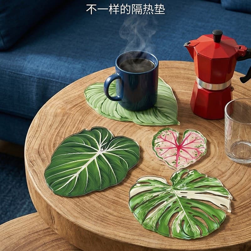Ins Tropical Plant Acrylic Coaster - Practical and Aesthetic, Heat Insulation and Burn Prevention, Easy to Clean Acrylic Coaster