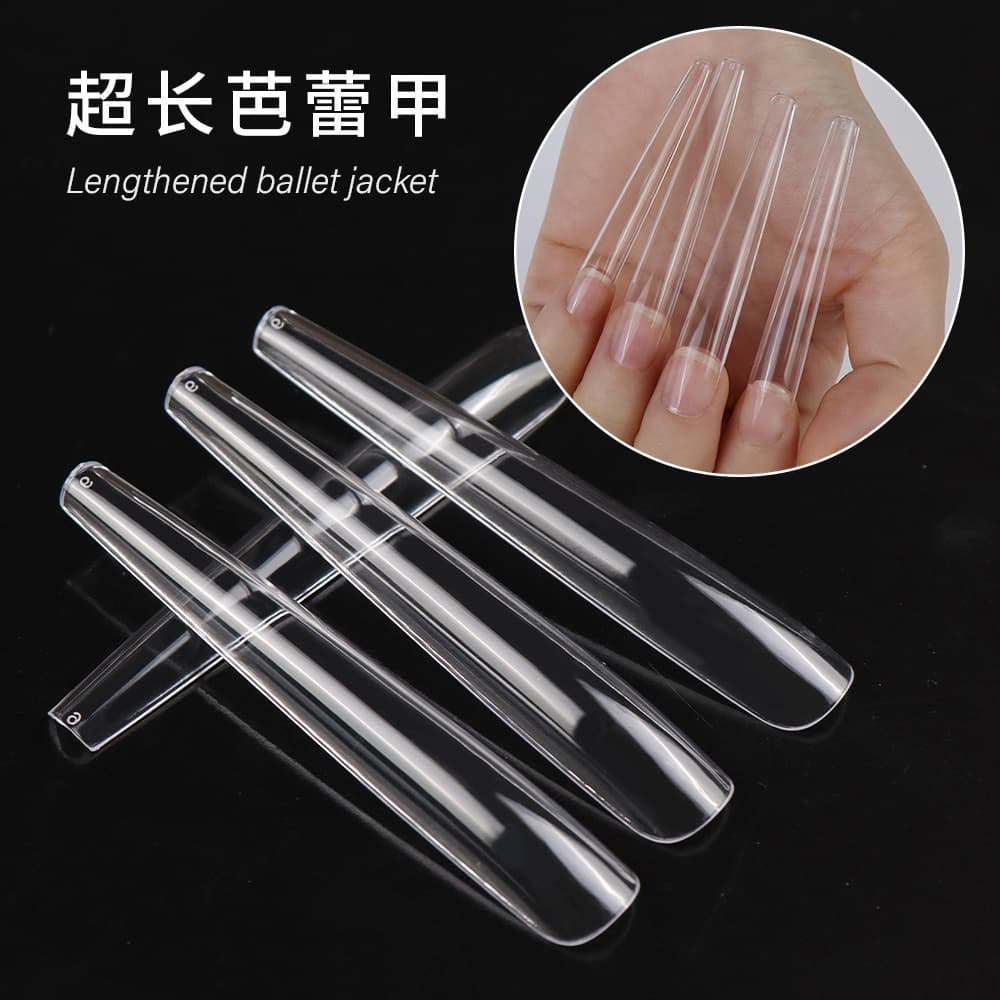Cross-border manicure, ultra-long ladder ballet nails, fake nails display, salon art nails, transparent full-length wearable nail patches