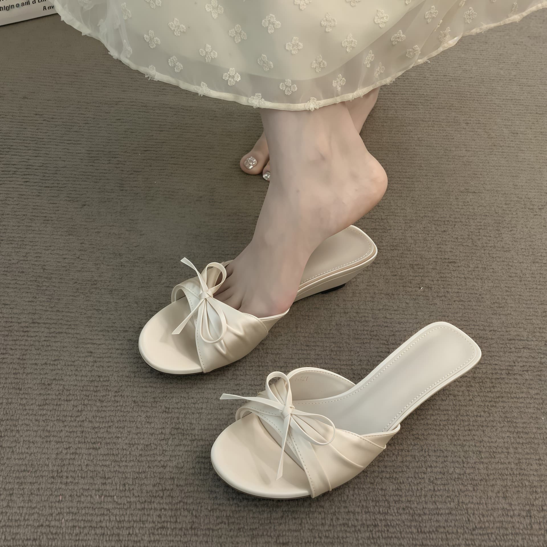 Chuyuji Niche High Heel Champagne Color Open-Toe Sandals for Women Summer Vacation Fairy Petite Platform Wedges
