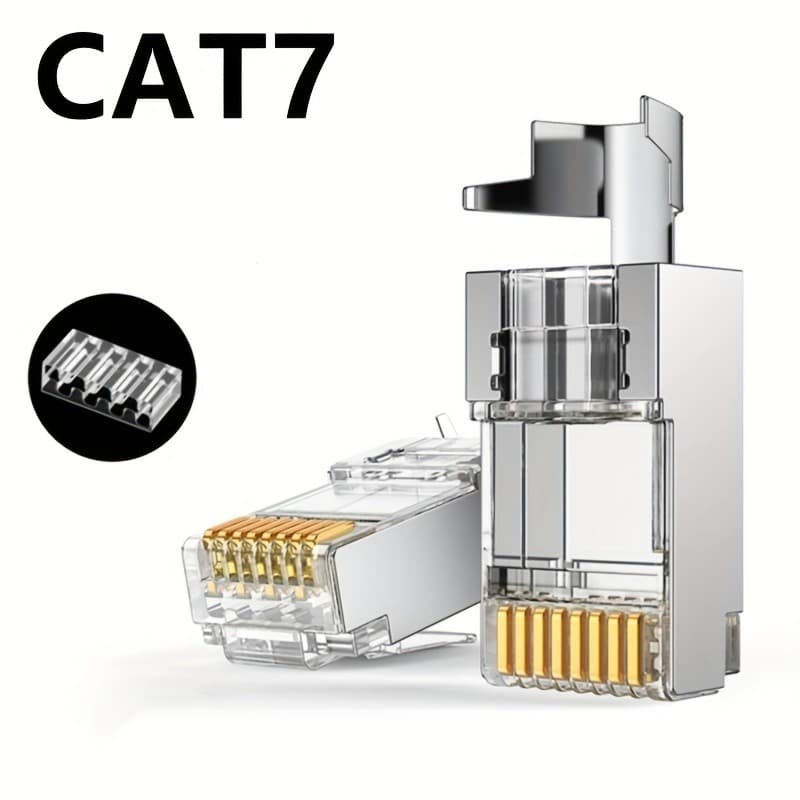 Cat7 Ethernet Connector, Gigabit Shielded RJ45 Network Interface for 10Gb Connection