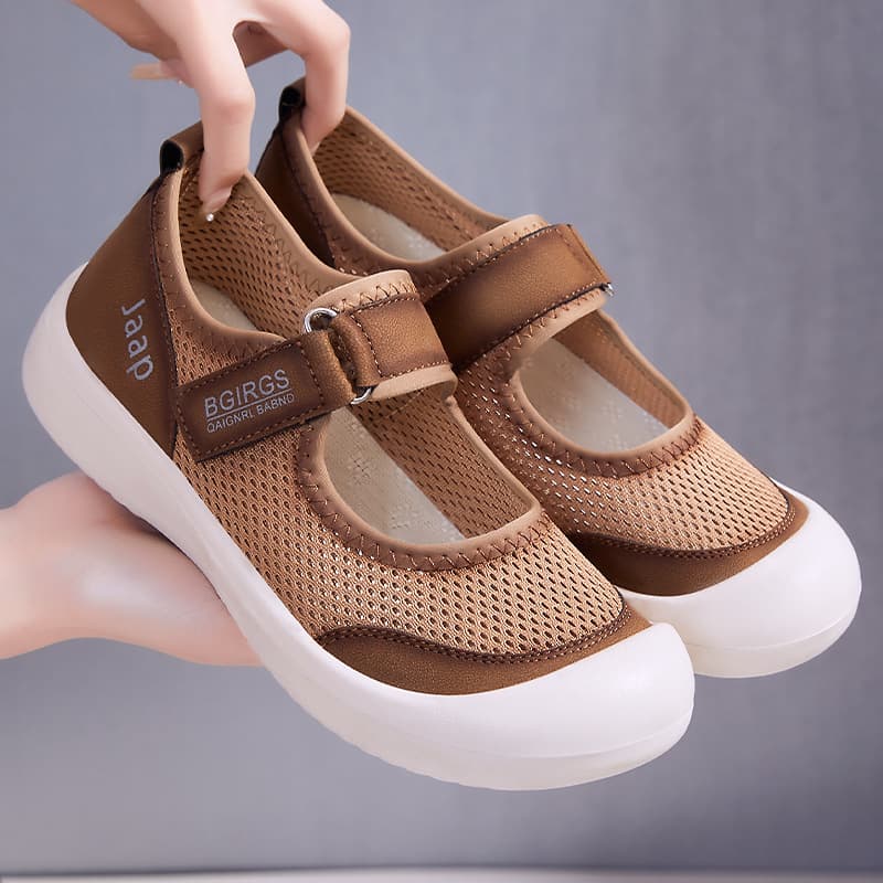 Women's Summer Slip-On Casual Shoes Breathable Comfortable Magic Tape Versatile Flat Bottom Footwear for Casual Occasions