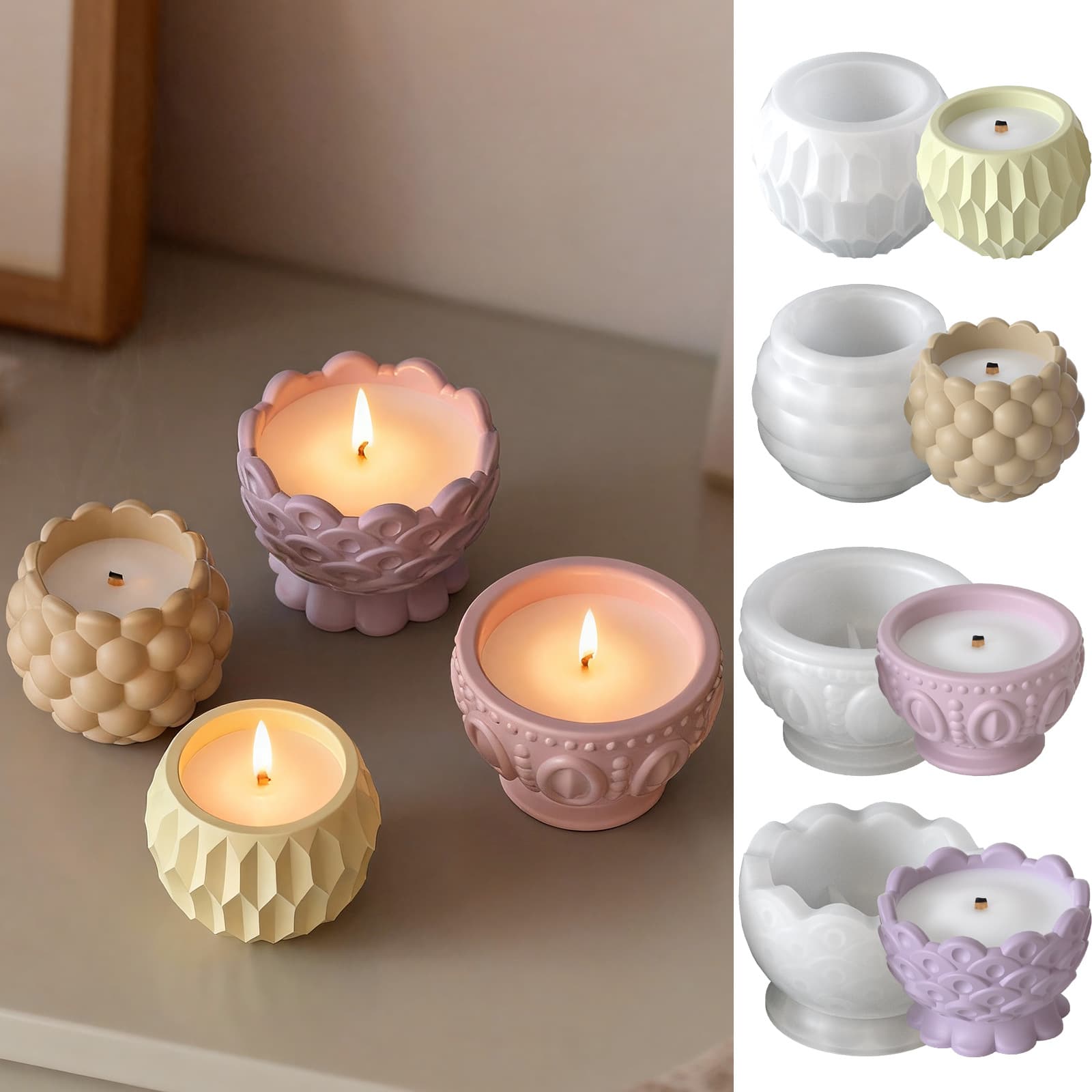 Creative relief various candle cups silicone mold diy gypsum resin potted plant storage tank glue ornaments wholesale