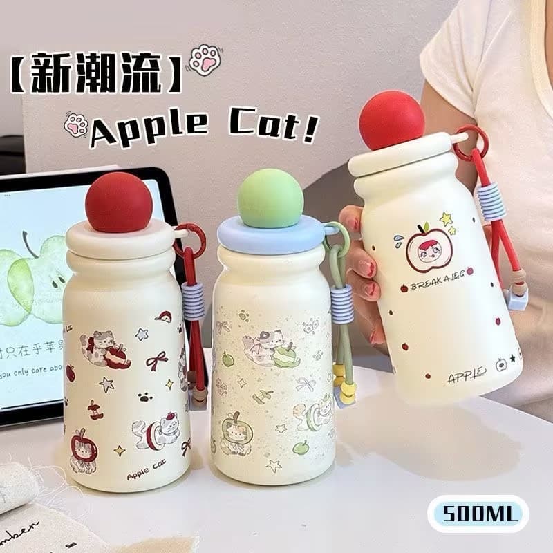 New Apple high-looking girls thermos cup large capacity water cup 316 stainless steel cartoon children's thermos water cup