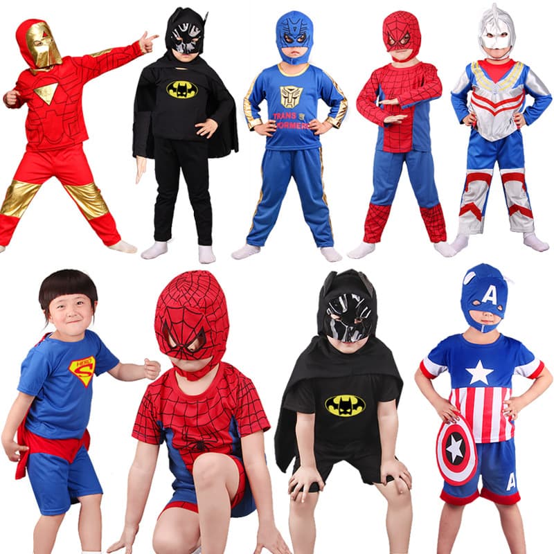 Cross-border Halloween boy cosplay Marvel hero long-sleeved short-sleeved Captain America Spider-Man costume dress up